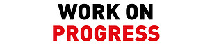 Work On Progress - STRABAG's claim in red and black uppercase letters on a white background